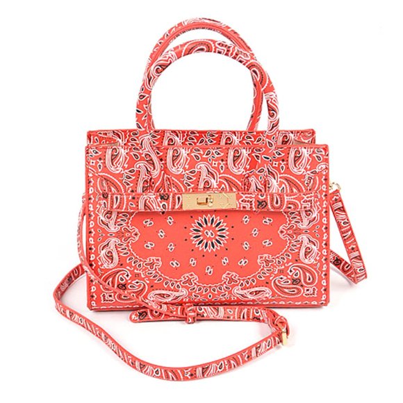 BNWT Paisley Bandana Printed Convertible Top Handle Tote Bag Top Handle Purse - Picture 2 of 6